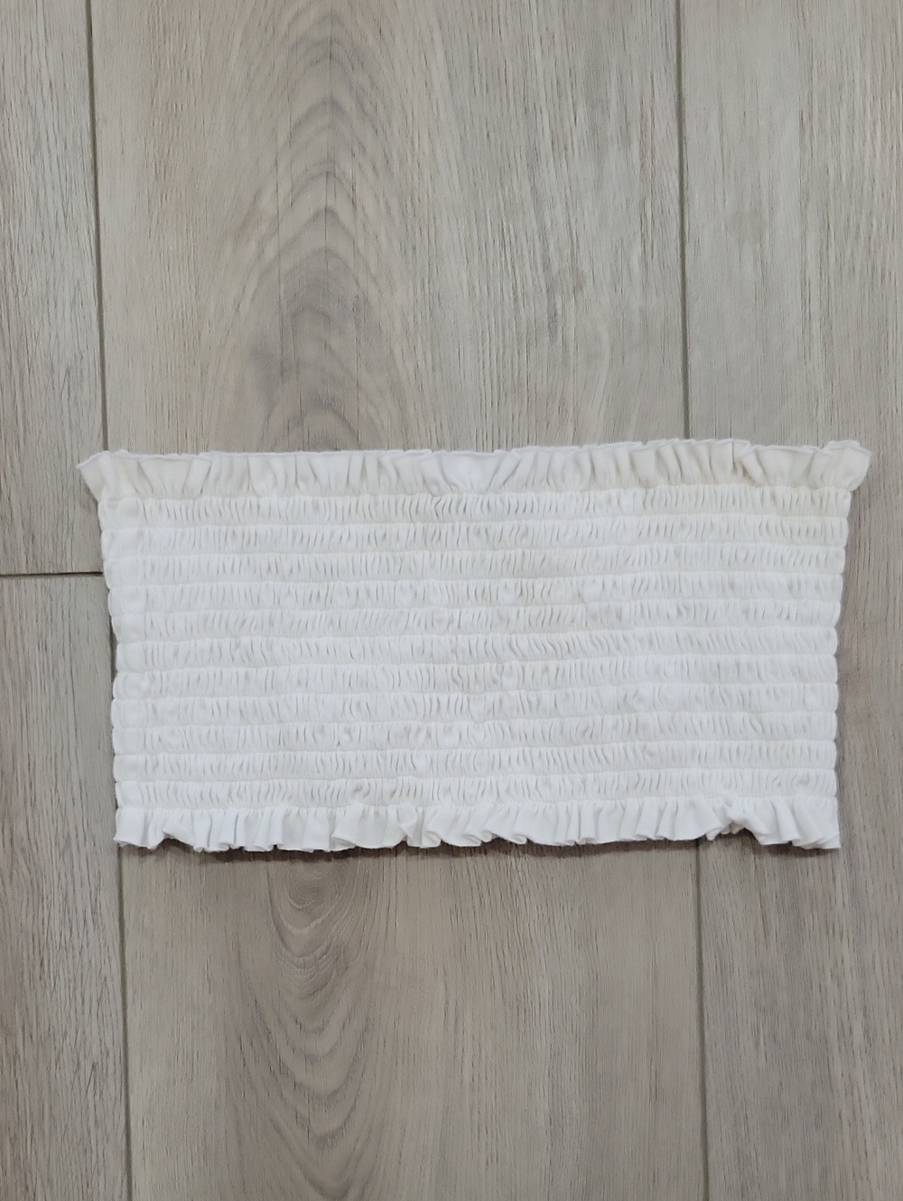 Brandy Melville White Smocked Tube Top with Heart Tag